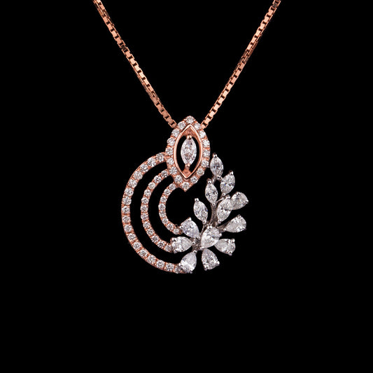 14K Two Tone Gold Diamond Pendant - 0.76ct SI-GH