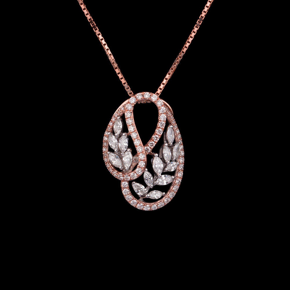 14K Two Tone Gold Diamond Pendant - 0.97ct SI-GH