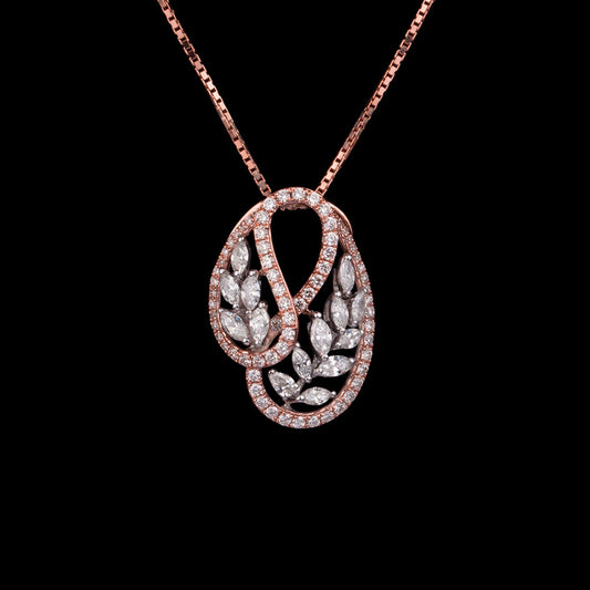 14K Two Tone Gold Diamond Pendant - 0.97ct SI-GH