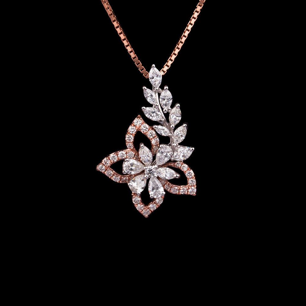 14K Two Tone Gold Diamond Pendant - 0.89ct SI-GH
