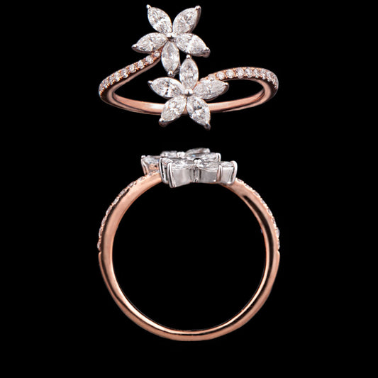 14K Two Tone Gold Diamond Ring - 0.77ct SI-GH