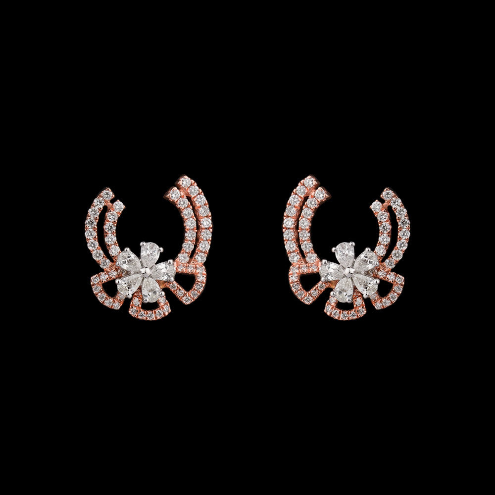14K Two Tone Gold Diamond Earrings - 1ct SI-HIJ