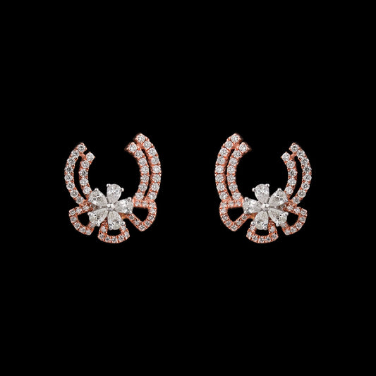 14K Two Tone Gold Diamond Earrings - 1ct SI-HIJ