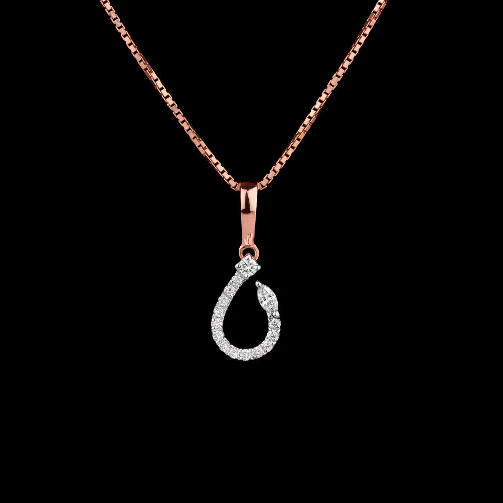 14K Two Tone Gold Diamond Pendant - 0.15ct SI-HI