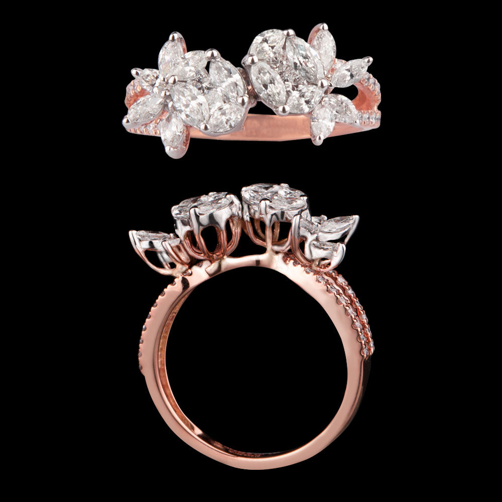 14K Two Tone Gold Diamond Ring - 1.36ct VS-FG