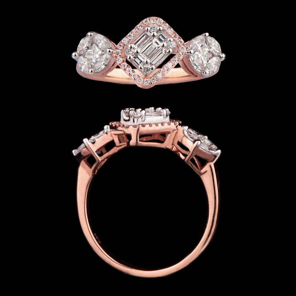 14K Two Tone Gold Diamond Ring - 0.83ct VS-FG