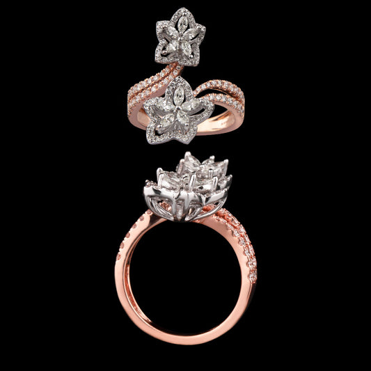 14K Two Tone Gold Diamond Ring - 1.17ct SI-IJ