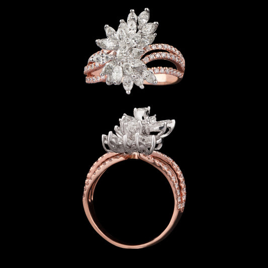 14K Two Tone Gold Diamond Ring - 1.88ct SI-IJ