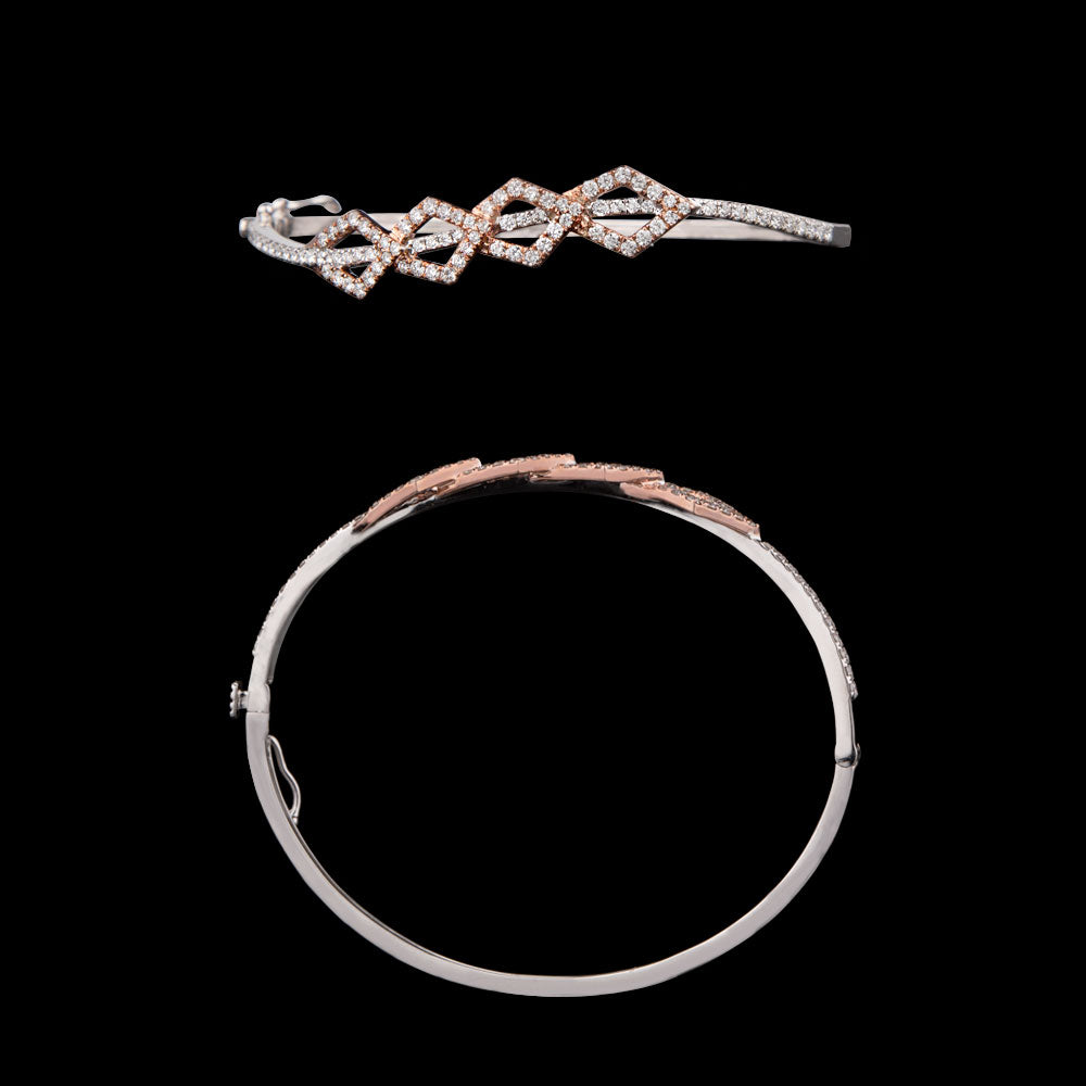 18K Two Tone Gold Diamond Kada - 1.02ct VVS-VS-GHI