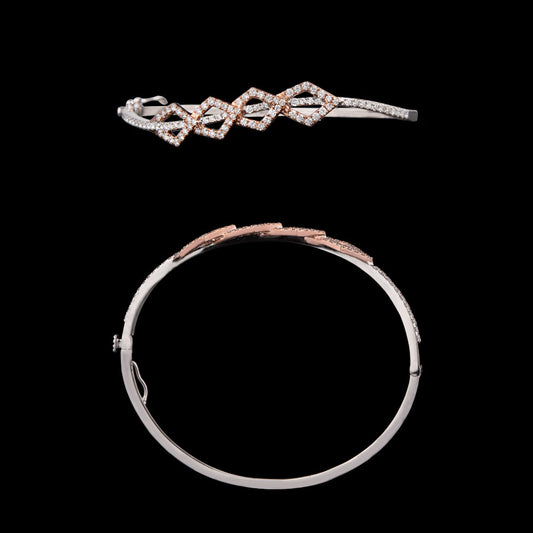 18K Two Tone Gold Diamond Kada - 1.02ct VVS-VS-GHI