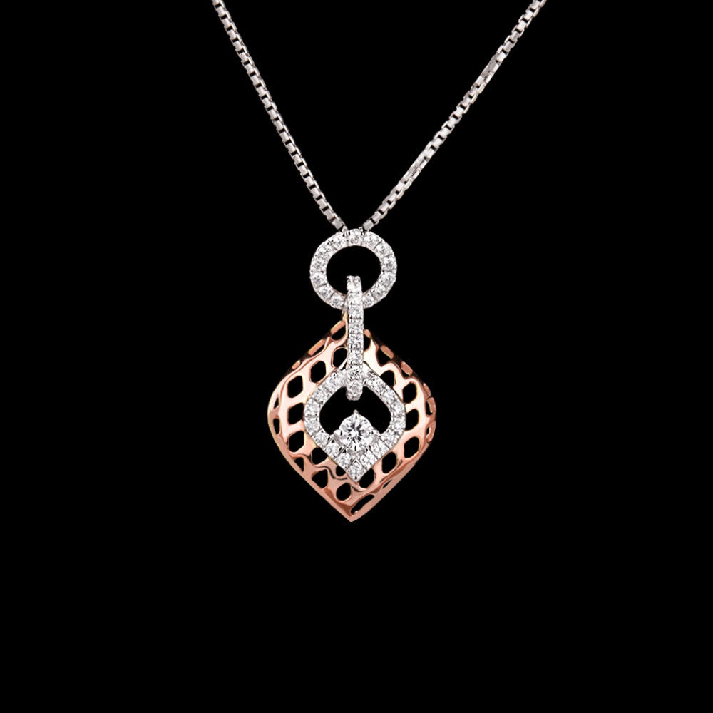 14K Two Tone Gold Diamond Pendant - 0.26ct VVS-VS-GH