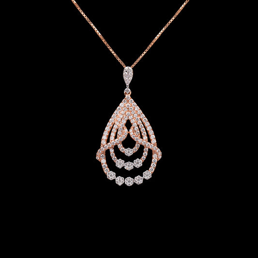 14K Two Tone Gold Diamond Pendant - 1.81ct VVS-VS-GH