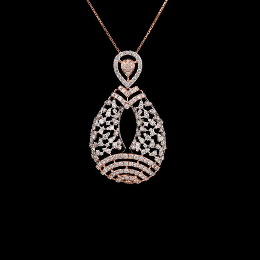 14K Two Tone Gold Diamond Pendant - 3.79ct VVS-VS-GH