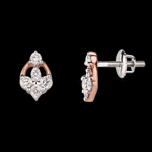 14K Two Tone Gold Diamond Earrings - 0.17ct VS-SI-HI