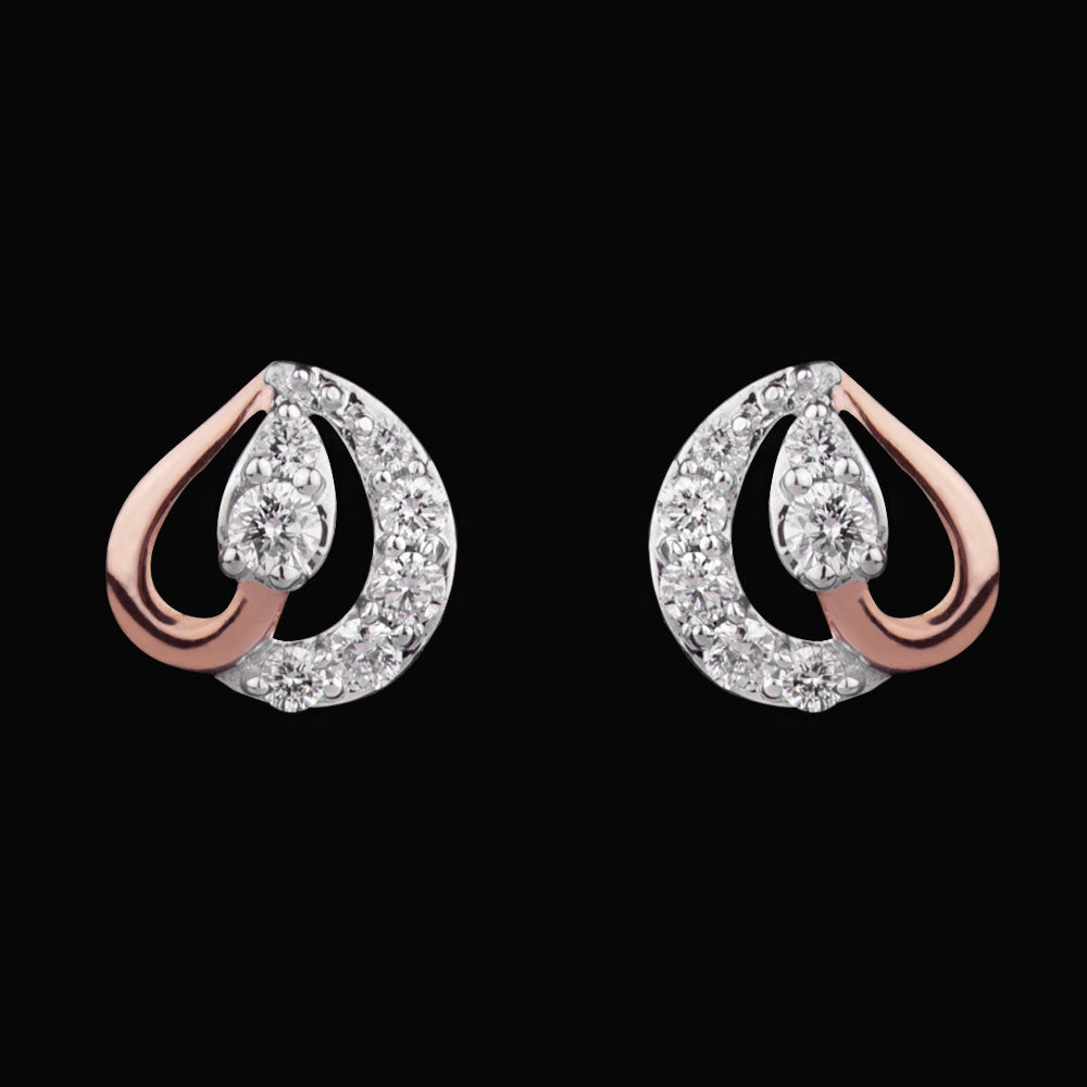 14K Two Tone Gold Diamond Earrings - 0.16ct VVS-VS-GH