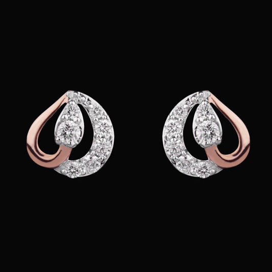 14K Two Tone Gold Diamond Earrings - 0.16ct VVS-VS-GH