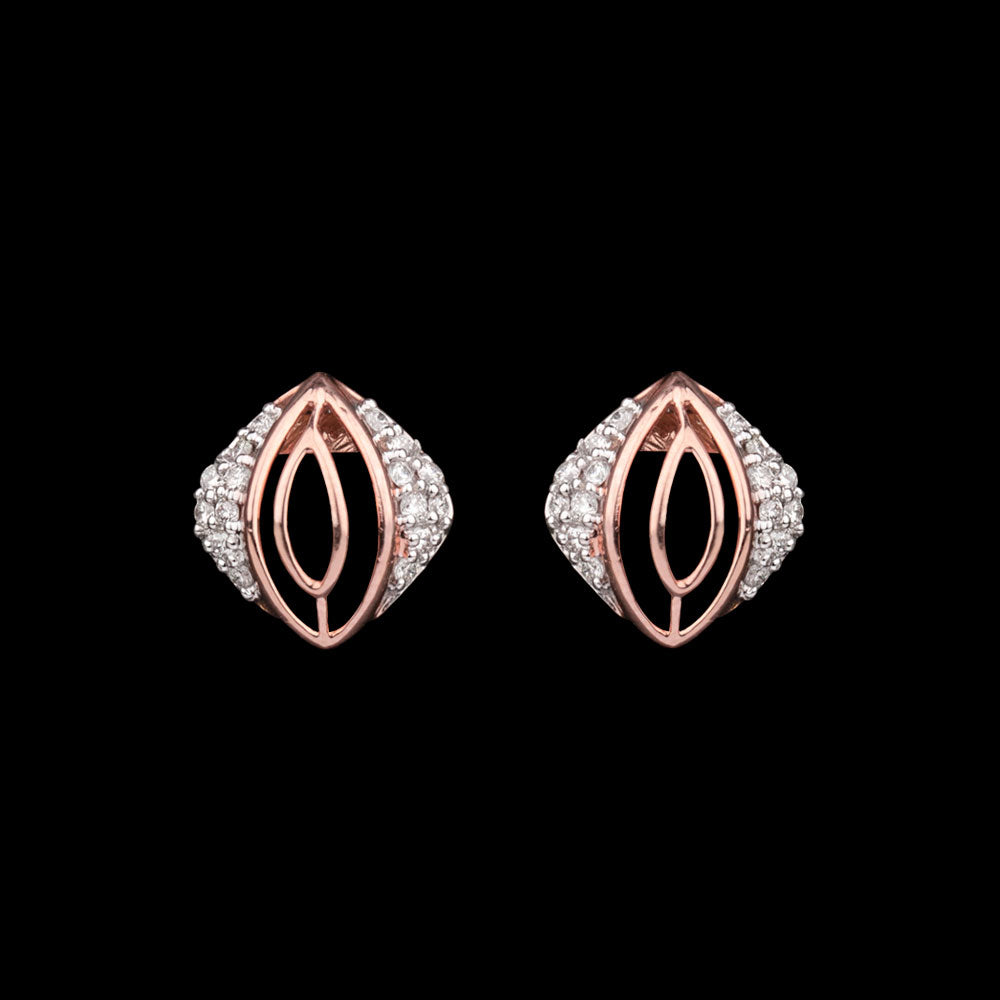 14K Two Tone Gold Diamond Earrings - 0.2ct VS-GH
