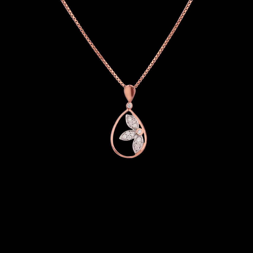14K Two Tone Gold Diamond Pendant - 0.13ct VVS-VS-GH
