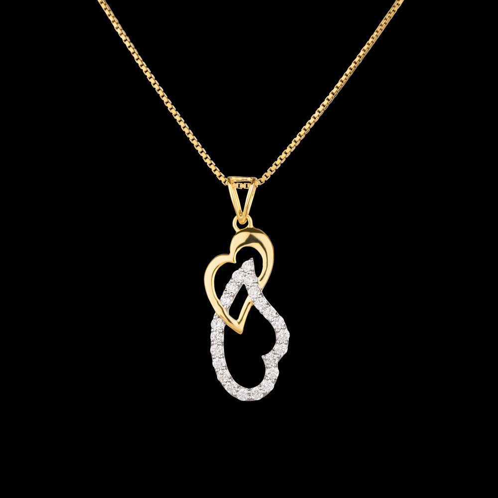 14K Two Tone Gold Diamond Pendant - 0.48ct VVS-VS-GH