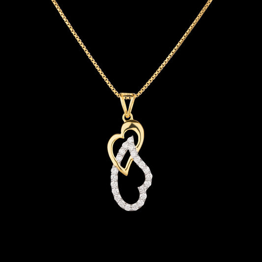 14K Two Tone Gold Diamond Pendant - 0.48ct VVS-VS-GH