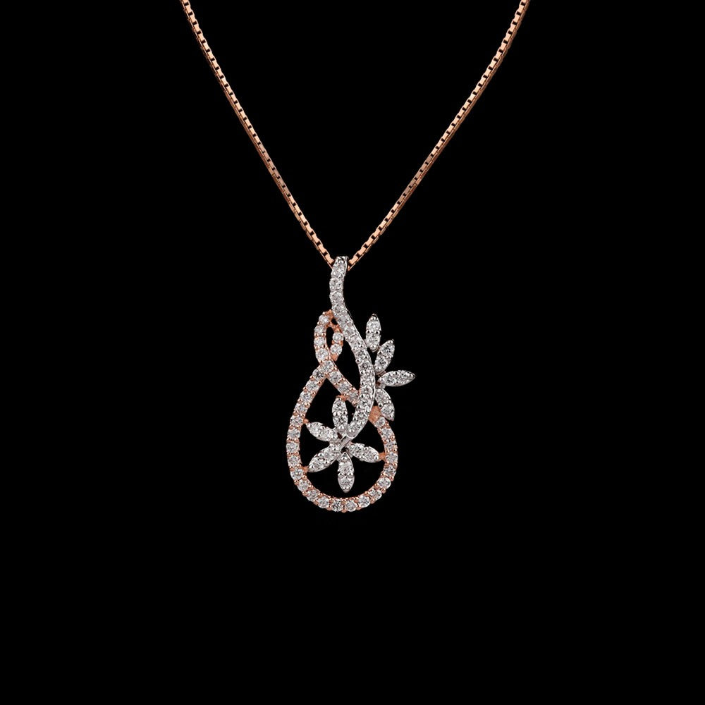 14K Two Tone Gold Diamond Pendant - 0.57ct VVS-VS-GH