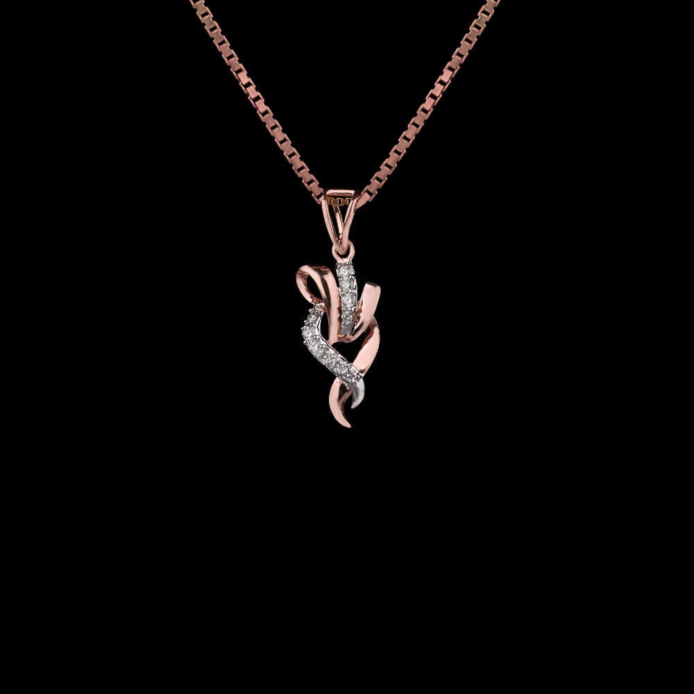 14K Two Tone Gold Diamond Pendant - 0.14ct VS-SI-IJ