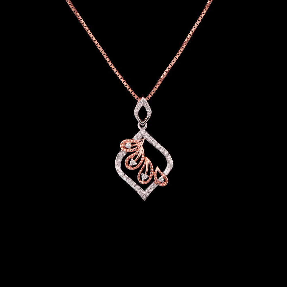 14K Two Tone Gold Diamond Pendant - 0.19ct VS-GH