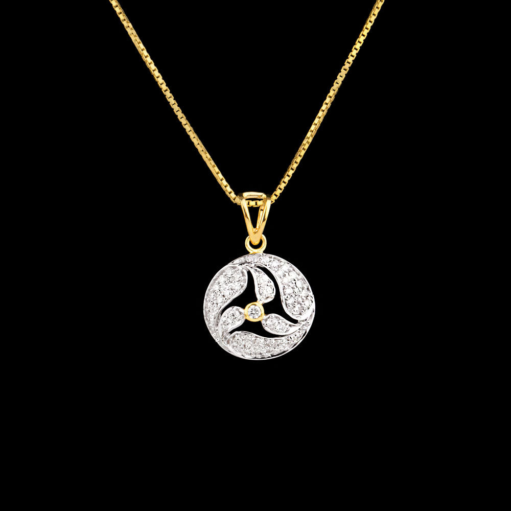 14K Two Tone Gold Diamond Pendant - 0.46ct VS-SI-HI
