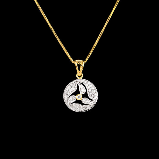 14K Two Tone Gold Diamond Pendant - 0.46ct VS-SI-HI