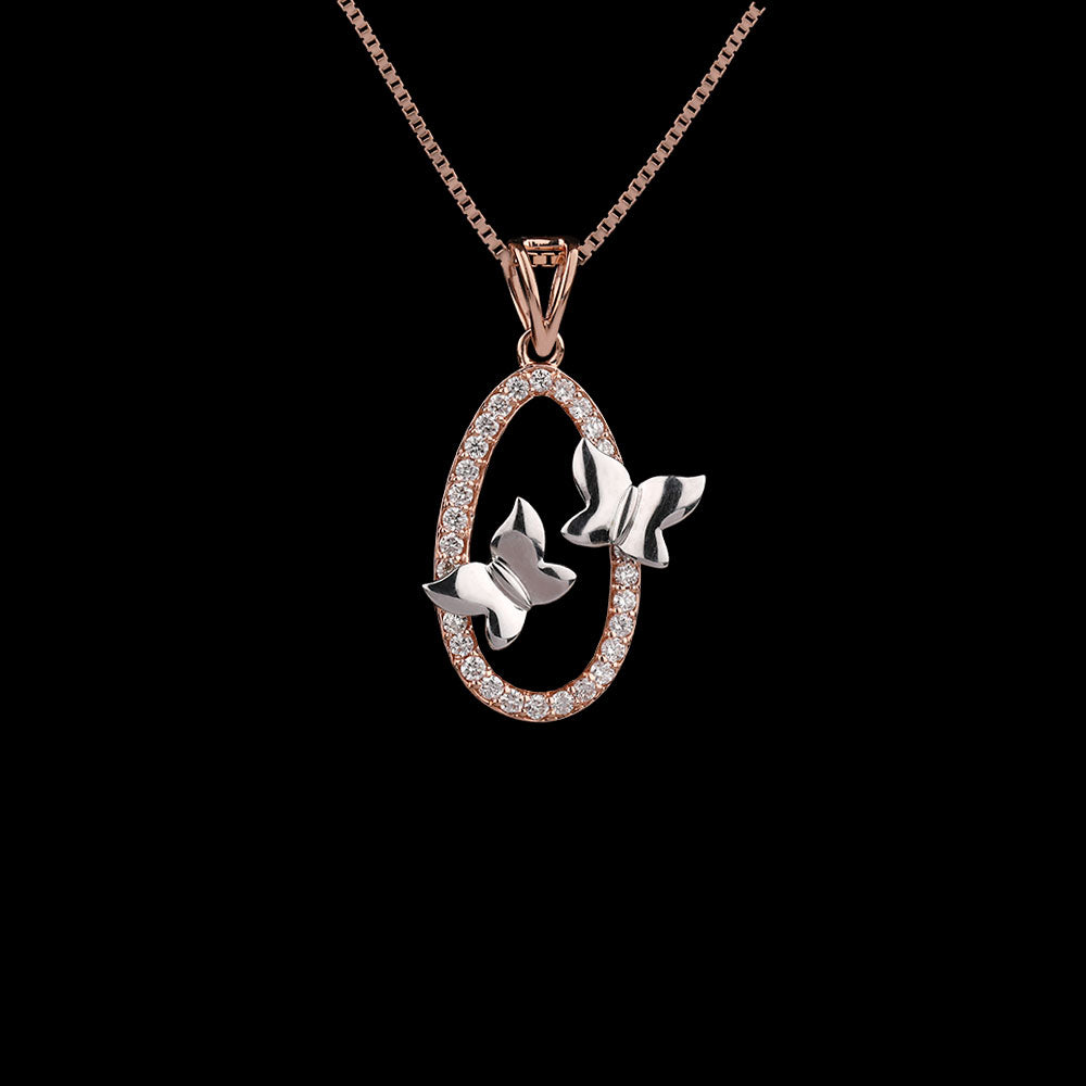14K Two Tone Gold Diamond Pendant - 0.39ct VS-SI-HI
