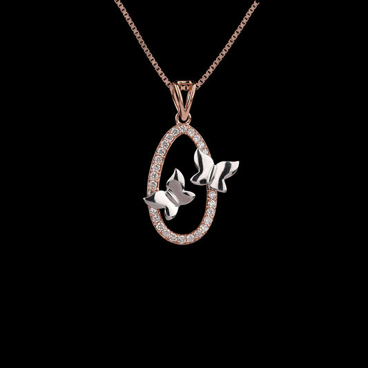 14K Two Tone Gold Diamond Pendant - 0.39ct VS-SI-HI