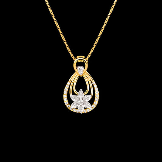 14K Two Tone Gold Diamond Pendant - 0.23ct VVS-VS-GH