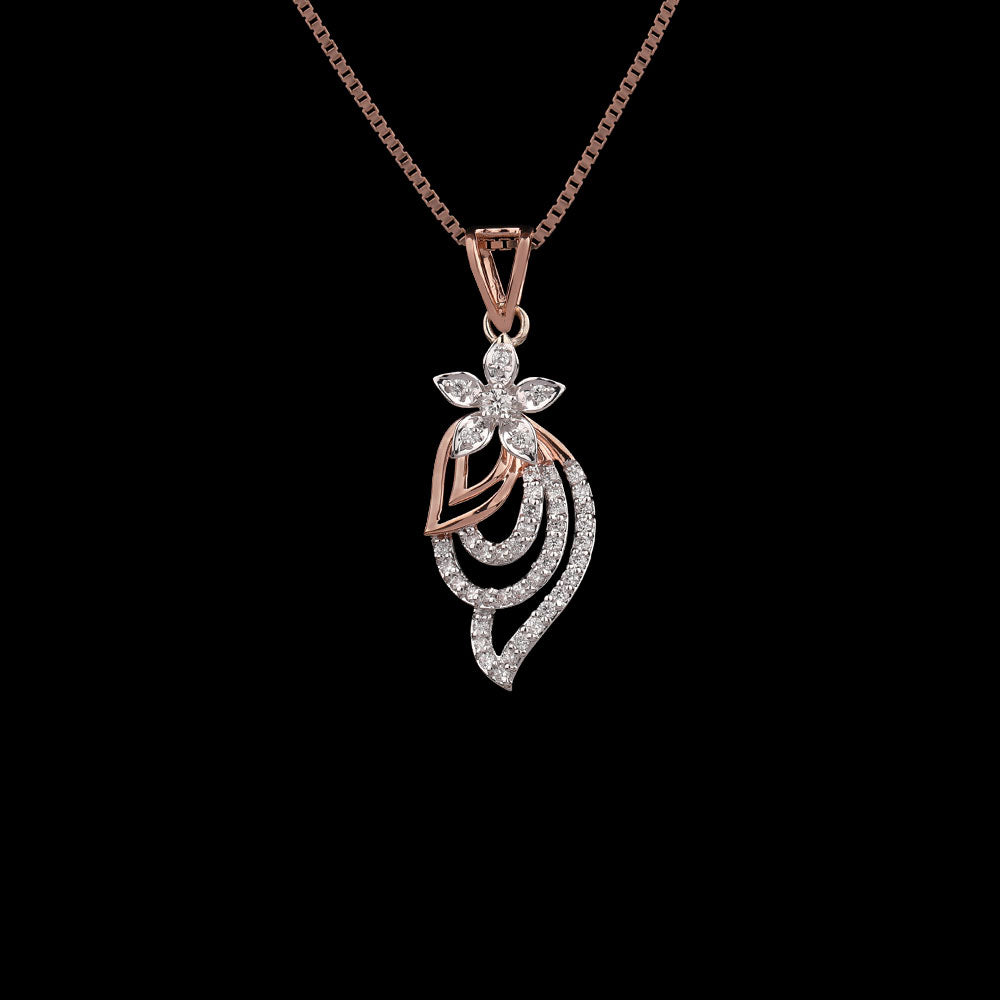 14K Two Tone Gold Diamond Pendant - 0.28ct VVS-VS-GH