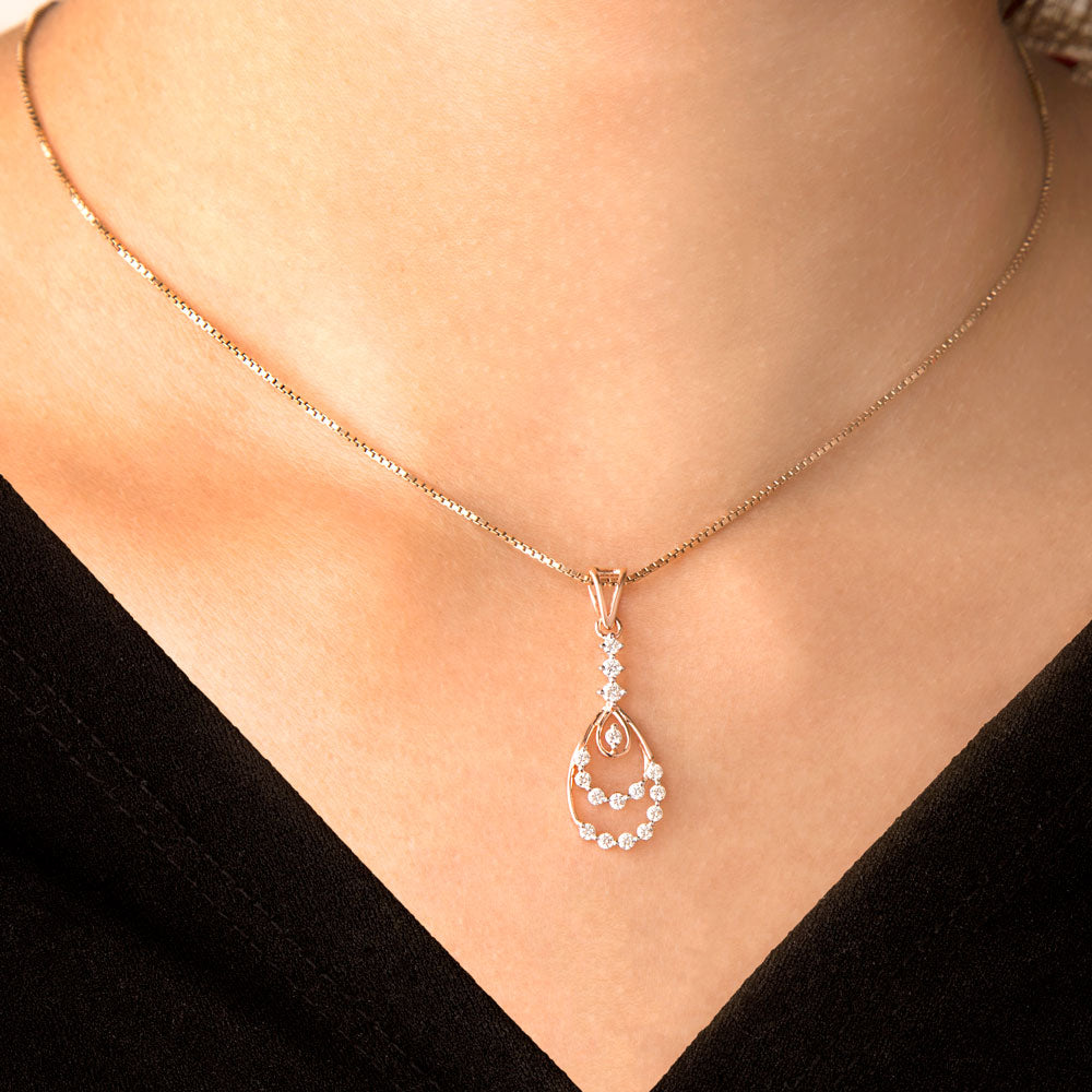 14K Two Tone Gold Diamond Pendant - 0.34ct VS-SI-HI