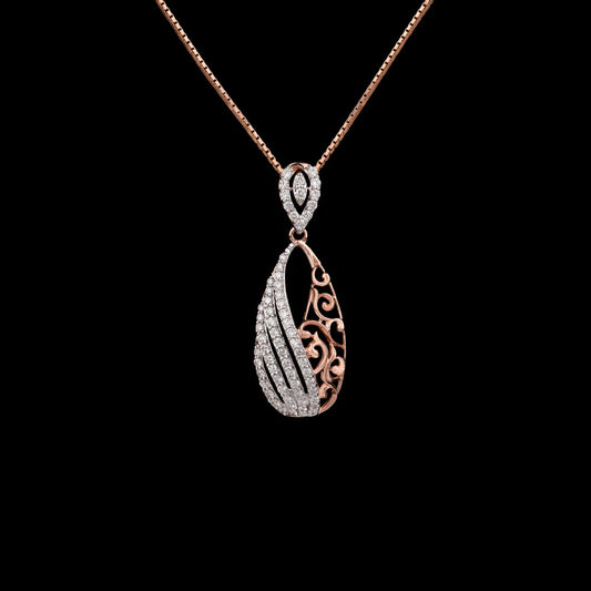 14K Two Tone Gold Diamond Pendant - 0.6ct VVS-VS-GH