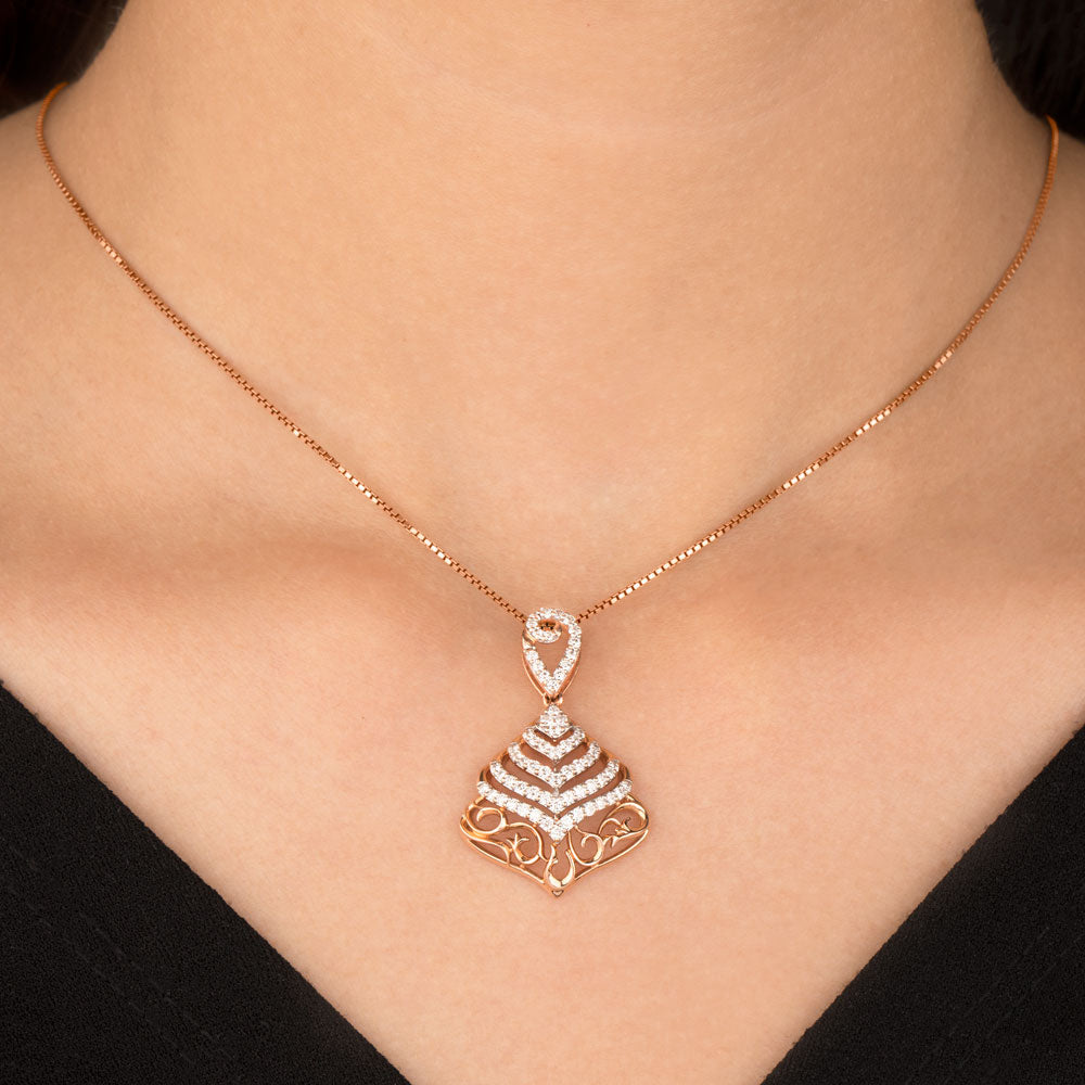 14K Two Tone Gold Diamond Pendant - 0.72ct VVS-VS-GH