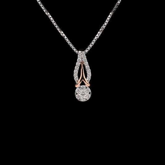 14K Two Tone Gold Diamond Pendant - 0.23ct VVS-VS-GH