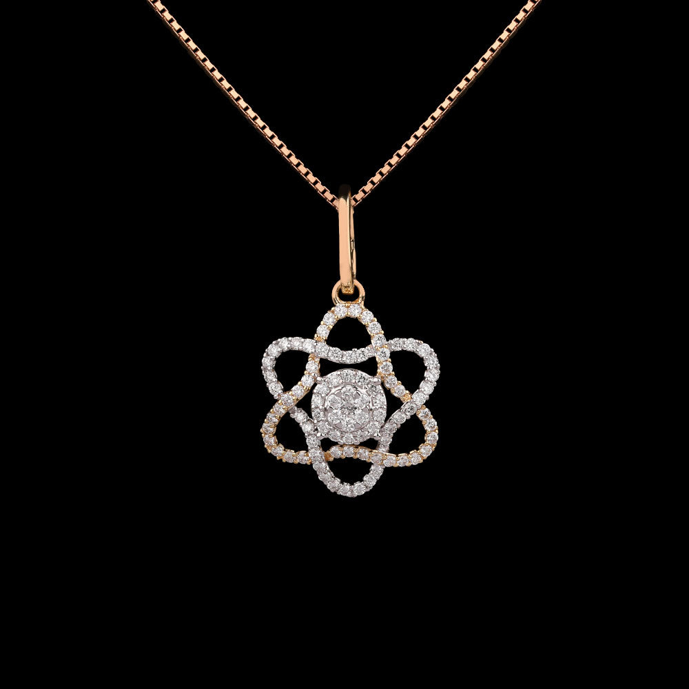 14K Two Tone Gold Diamond Pendant - 0.59ct VVS-VS-GH