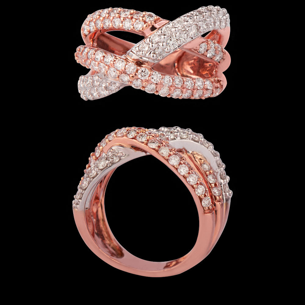 14K Two Tone Gold Diamond Ring - 1.3ct VVS-VS-IJ