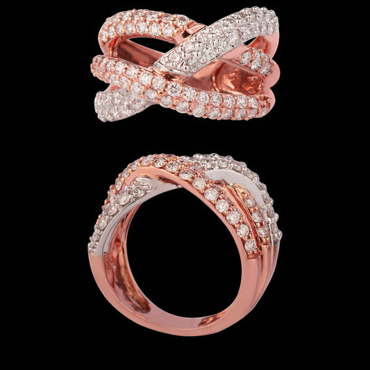 14K Two Tone Gold Diamond Ring - 1.3ct VVS-VS-IJ