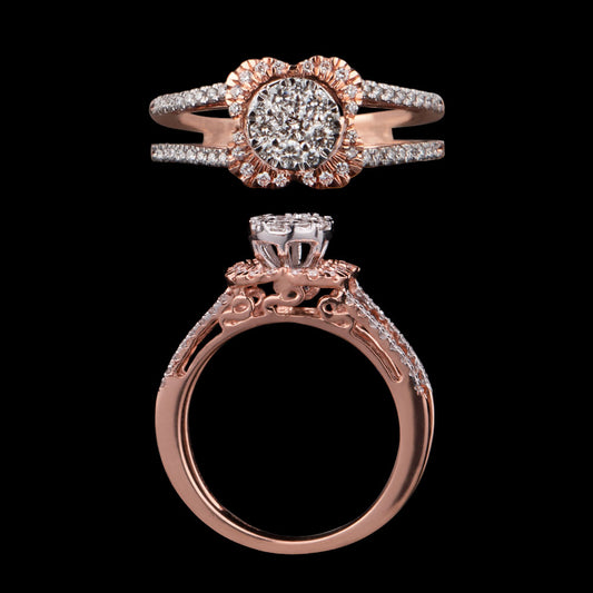 14K Two Tone Gold Diamond Ring - 1.22ct VVS-VS-IJ