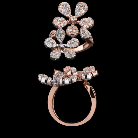 14K Two Tone Gold Diamond Ring - 2.35ct VVS-VS-GH