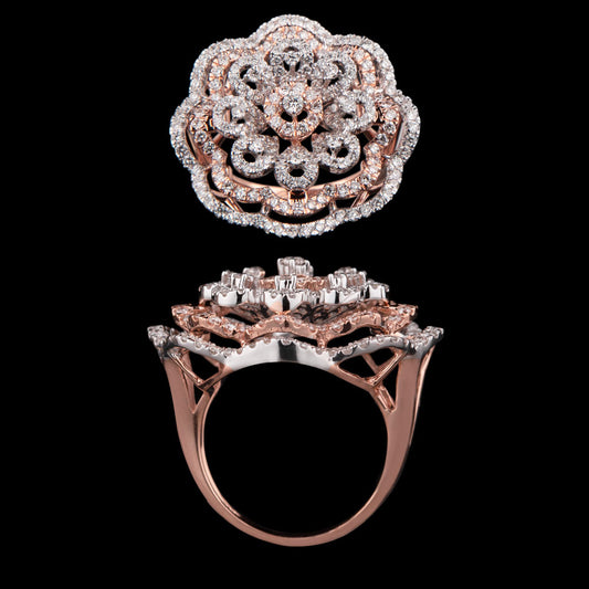 14K Two Tone Gold Diamond Ring - 1.59ct VVS-VS-GH