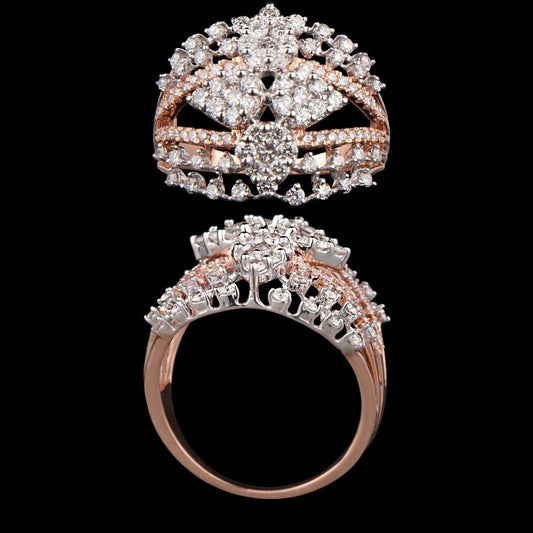 18K Two Tone Gold Diamond Ring - 1.22ct VVS-VS-GH