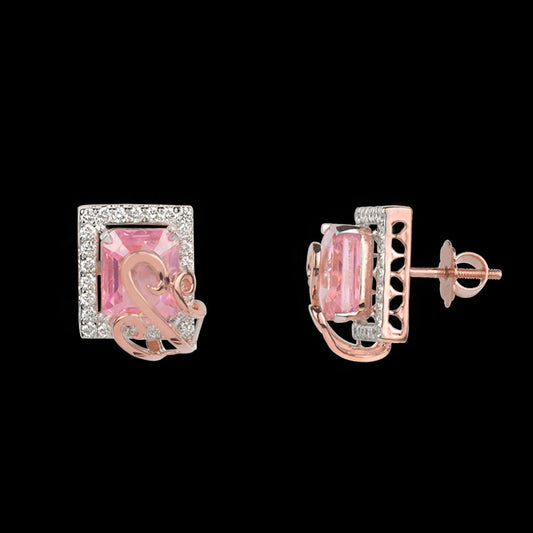 18K Two Tone Gold Diamond Earrings - 0.93ct VVS-VS-HI with Colour Stones