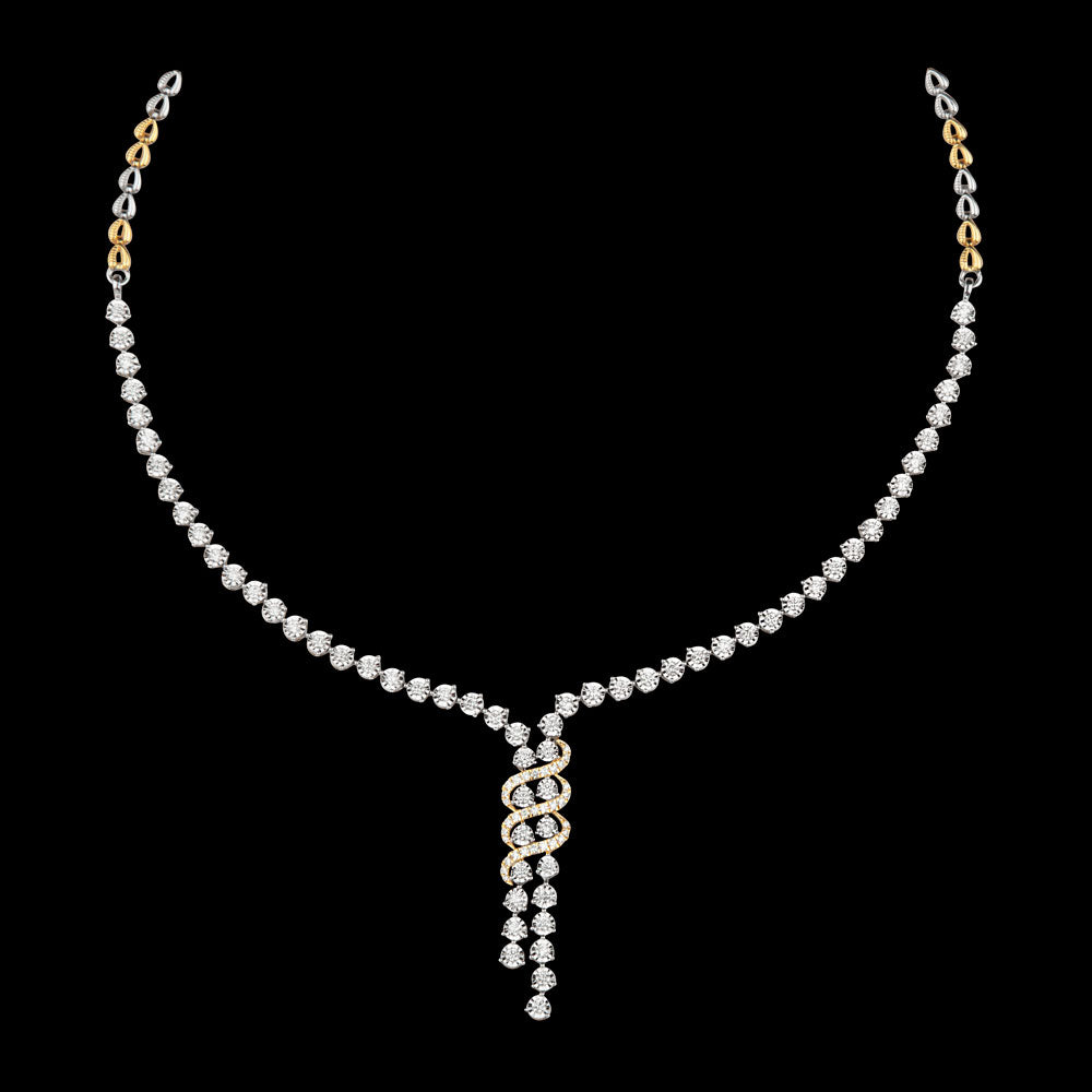 18K Two Tone Gold Diamond Necklace - 2.77ct VVS-VS-GH