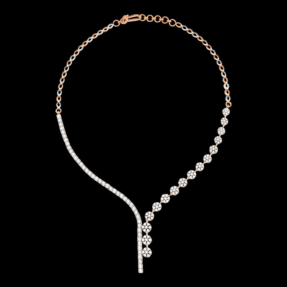 18K Two Tone Gold Diamond Necklace - 3.403ct VVS-VS-HI