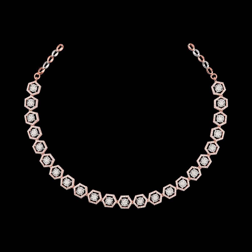 18K Two Tone Gold Diamond Necklace - 4.09ct VS-SI-FG