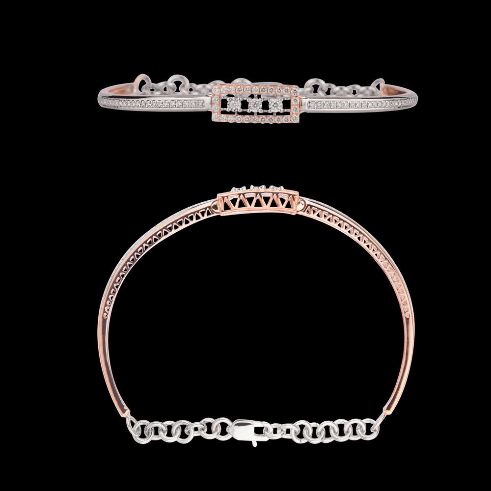 14K Two Tone Gold Diamond Kada - 0.94ct VVS-VS-GH
