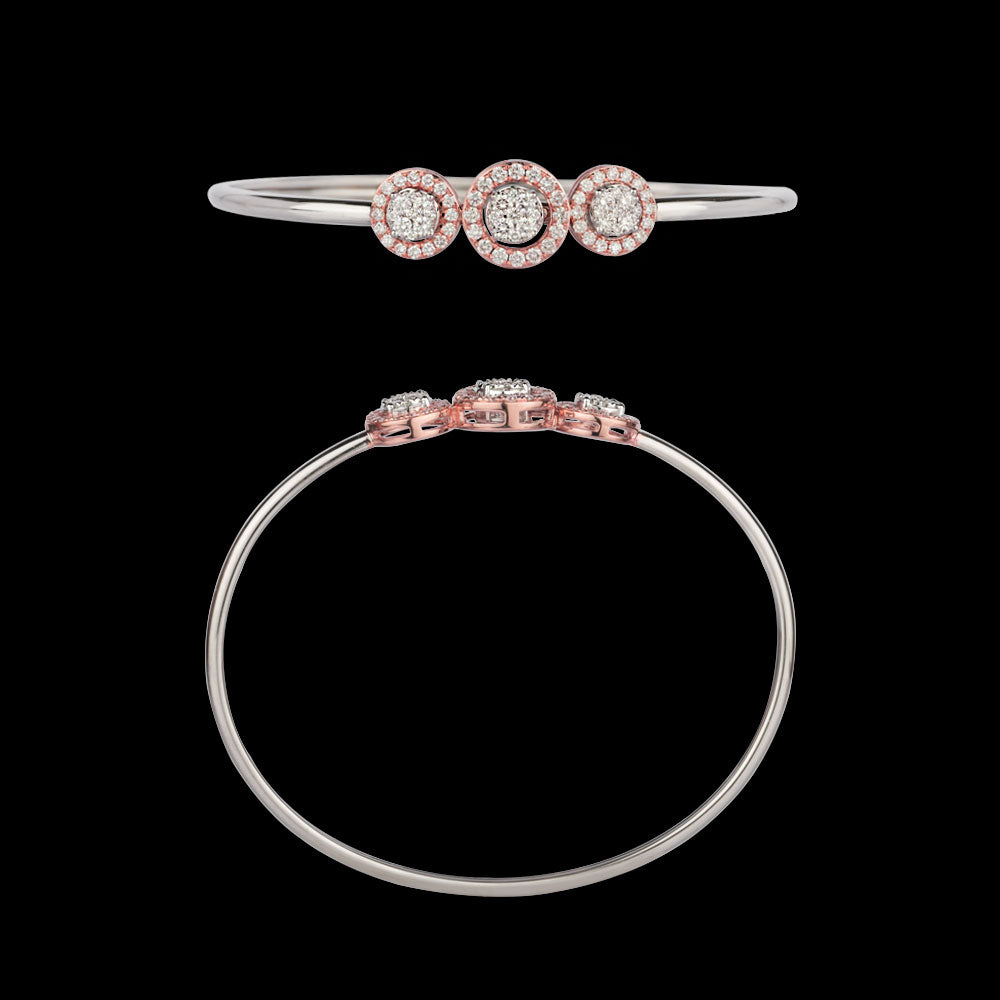 14K Two Tone Gold Diamond Kada - 1.07ct VVS-VS-GH